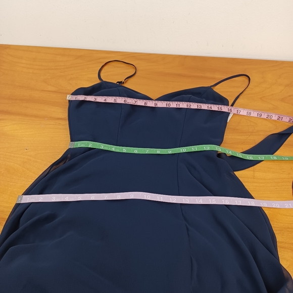 After Six Chiffon Bridesmaid Dress Size 4 In Midnight  Slit Sleeveless Tie Back - Picture 13 of 15